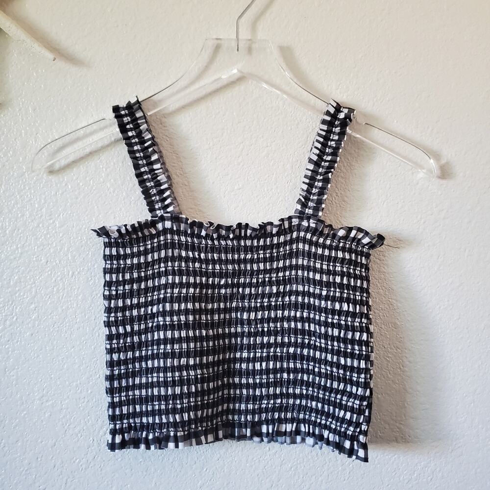 Ivy+Main Plaid Crop Top Tank Size Large Women Black White